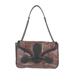BOTTEGAVENETA ボッテガヴェネタ リアルト ショルダーバッグ 363799 パイソン レザー ピンクブラウン系 ブラック イントレチャート チェーンショルダー