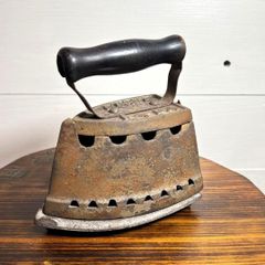昭和初期 フクトク 炭火アイロン 鋳物 置台付 アンティーク 昭和レトロ