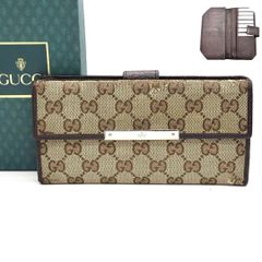 Gucci 長財布 ベージュ キャンバス/レザー 淡いピンクに映える】 GUCCI 長財布 GGキャンバス ホースビット