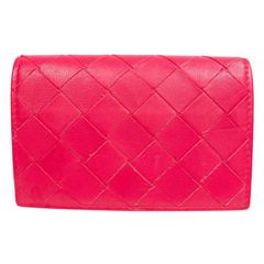BOTTEGA VENETA ボッテガヴェネタ カードケース マキシ イントレチャート ピンク系 レザー レディース 名刺入れ 美品