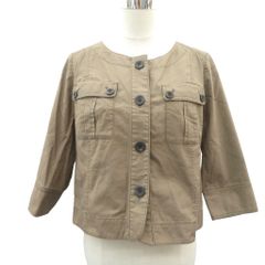 アンタイトル UNTITLED ノーカラージャケット ミドル丈 42 XL 茶 七分袖 /SY55 ■GY70