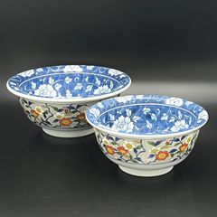 ◼︎未使用保管品◼︎【有田焼 仁峰窯】多用鉢 盛鉢 銀彩牡丹 2個セット
