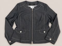 【KM588】LAPINE BLANCHE ラピーヌブランシュ レディース ジャケット 40 グレー マオカラー 日本製
