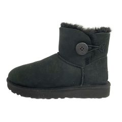 UGG(アグ) ブーツ 25 ミニ ベイリー ボタン 2 1016422 黒 ムートン