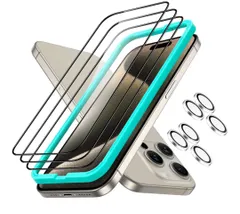 ESR iPhone 15 Pro ガラスフィルム 3枚 レンズフィルム2セット Armorite ガイド枠 9H