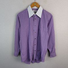 LANVIN COLLECTION ランバンコレクション 長袖シャツ ボタンダウン ギンガムチェック パープル メンズ 古着 レトロ カジュアル