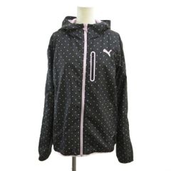 プーマ PUMA ジップアップジャケット パーカー 上着 ドット柄 XL 黒 ブラック 紫 パープル 水玉柄 長袖 裏地メッシュ /YU ■GY70