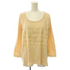 バーバリーブルーレーベル BURBERRY BLUE LABEL Tシャツ カットソー ロンT ロゴ 切替 スパンコール装飾 38 ベージュ /CX ■ECA008