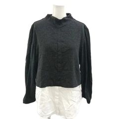 セオリー Theory カットソー M グレー モックネック 長袖 レイヤード風 /RN ■GY81