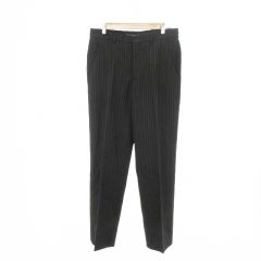アルマーニ コレツィオーニ ARMANI COLLEZIONI パンツ 48 黒 ブラック グレー ストライプ柄 フルレングス 2252 CB /AH3 ■ECD009