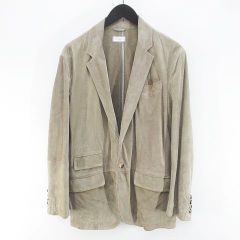 ブルネロクチネリ BRUNELLO CUCINELLI DB92554 テーラード ジャケット スエード 羊革 レザー 背抜き XS ベージュ系 イタリア製 裏地 無地