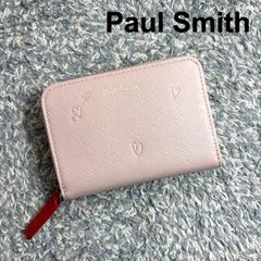 【美品】Paul Smith ポールスミス コインケース 小銭入れ カードケース ミニ財布 ハート ピンク サフィアーノ