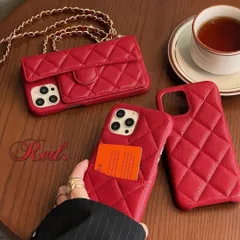 iphone17 キルティングケース チェーン付きタイプ レッド