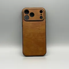 【iPhone17/18Promax】ブラウンレザー ヴィンテージ調 合皮