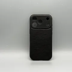 【iPhone17/18pro】ブラックレザー ヴィンテージ調 合皮