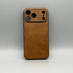 【iPhone17/18Pro】ブラウンレザー ヴィンテージ調 合皮
