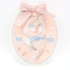 ピンクハウス☆可愛い！さざ波とねこ刺繍ワッペン ピンク系 ＊ko159