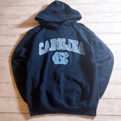 【人気カレッジ】UNC CAROLINA HOODIE カロライナ ネイビー 紺 NORTH CAROLINA ロゴ プリント カレッジ パーカー 古着 #260117