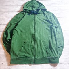 【定番カレッジ】IZOD ZIP HOODIE グリーン 緑 ワンポイントロゴ フルジップパーカー フーディー 古着 #260126