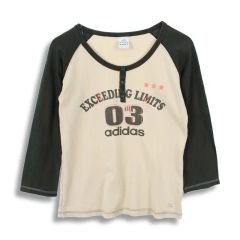 アディダス (WOMEN - L) コットン Y2K クルーネック 長袖 Tシャツ