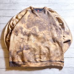 【雰囲気抜群】HANES SWEATSHIRT ヘインズ ブラウン ベージュ タイダイ染め 総柄 クルーネック スウェット トレーナー MADE IN HONDURAS 古着 #260150