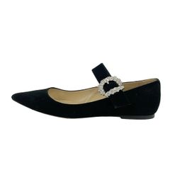 JIMMY CHOO(ジミーチュウ) フラットシューズ 38 レディース 黒 ビジュー