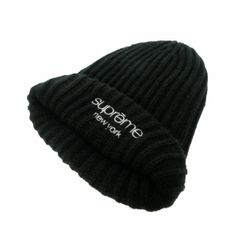 シュプリーム SUPREME 24AW Classic Logo Chunky Ribbed Beanie クラシックロゴ チャンキーリブドビーニー ニットキャップ 帽子 OS ブラック 黒
