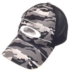 オークリー 18SS サイズ 表記なし 刺繍入り キャップ 帽子 グレー × ブラック系 メンズ ファッション小物 OAKLEY 6410550