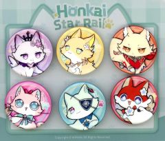 【中古】バッジ・ピンズ アナイクス＆モーディス＆ヒアンシー＆キャストリス＆アグライア＆トリビー(ちびネコ) 缶バッジセット 「崩壊：スターレイル」 タオバオmiHoYoショップ購入特典