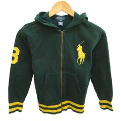 ポロ バイ ラルフローレン Polo by Ralph Lauren 子ども服 ジップアップパーカー 上着 ロゴ刺繍 緑 グリーン S /KK ■GY50