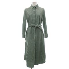 ハナエモリ HANAE MORI ワンピース コーデュロイ ひざ丈 長袖 38 緑 グリーン ■GY09