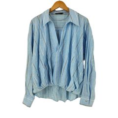 ザラ ZARA レーヨン リネン ストライプ スキッパーシャツ レディース  S