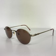 美品 TAKEO KIKUCHI タケオキクチ 度無し サングラス 124 ゴールド系/ブラウン 50□21-142 オーバル型 眼鏡/アイウェア[OZ02865]