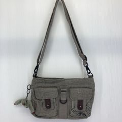 kipling/キプリング ショルダーバッグ 斜め掛け グレー系 モンキーチャーム付 ナイロン調 レディース カバン[OV00655]