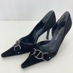 美品 Pinky&Dianne ピンキー&ダイアン パンプス 35 (22.5cm相当) ブラック スエード調 ポインテッドトゥ 日本製 レディース[OV00666]