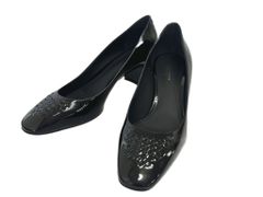 ボッテガヴェネタ BOTTEGA VENETA SCARPA PELLE S.CUOIO パテント レザー エナメル チャンキーヒール パンプス 39 黒ブラック ブランド古着ベクトル 中古●▲■261001