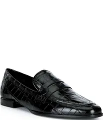 アントニオ メラーニ レディース シューズ スリッポン・ローファー レザー Antonio Melani Cain Two Croco Leather Loafers Black Crocco ブラッ