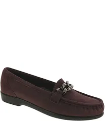 サス レディース シューズ パンプスエード ローファー SAS Metro Link Suede Bold Link Chain Loafers Rhubarb