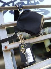 本革キーリング/レザーブラック【金具シルバーorブラック】カラビナ付き
