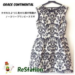 【中古】ダイアグラム グレースコンチネンタル Diagram GRACE CONTINENTAL カスリオーナメントワンピース ノースリーブ ブラック系 レディース サイズ36