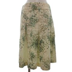 マックスマーラ MAX MARA 花柄 タックフレアスカート ひざ丈 アイボリー系 42 ■GY09