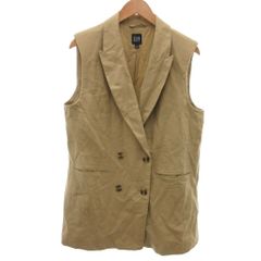 ギャップ GAP OLD 美品 ノースリーブテーラードジャケット ダブルブレスト ベスト L ベージュ  /MX ■ECF009