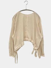 mystic ミスティック Tシャツ/カットソー F アイボリー 無地 ショート丈 長袖 クルーネック(丸首) レディース