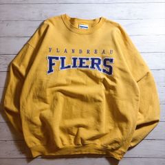 【カレッジデザイン】ULTIMATE HANES SWEATSHIRT ヘインズ イエロー 黄色 FLANDREAU FLIERS カレッジロゴ スポーツ プリント スウェット アメカジ 古着 #26184