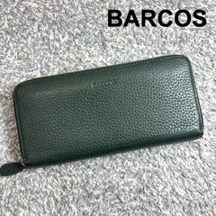 BARCOS バルコス 長財布 ラウンドファスナー シュリンクレザー グリーン ゴールド金具