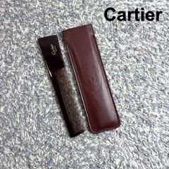 【希少】Cartier カルティエ くし コーム ヘアコーム レザーケース付き 鼈甲調 ブラウン