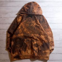 【雰囲気抜群】TIE-DYE HOODIE タイダイ ブラウン オレンジ 茶系 ムラ染め 総柄 プルオーバーパーカー フーディー 古着 #26196