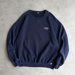 90s RUSSELL ATHLETIC ラッセルアスレチック スウェット ネイビー 前Vガゼット 刺繍ピスネーム 1902 アーチロゴ 刺繍