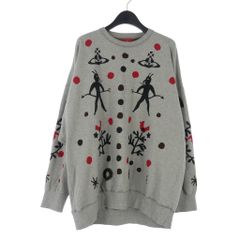 ヴィヴィアンウエストウッドレッドレーベル Vivienne Westwood RED LABEL CLOWN PRINT スウェット トレーナー オーブ 総柄プリント オーバーサイズ 00 グレー