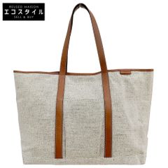 SLOW　スロウ　美品 コットンブレンド/カーフ Cruiser-Tote Bag L トートバッグ メンズ ベージュ×ブラウン 858S98S